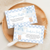 Blue Bear Bearly Wait Baby Shower Diaper Raffle Begleitkarte