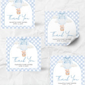 Blue Bear Bearly Wait Baby Shower Quadratischer Aufkleber