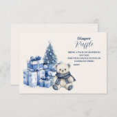 Blue Bear Christmas Baby Shower Diapper Raffle Begleitkarte (Vorne/Hinten)