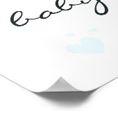 Blue Bear Cub Niedlich Baby Dusche Begrüßungszeich Poster (Ecke)