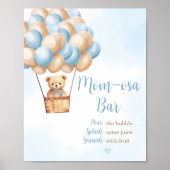 Blue Bear Hot Air Ballon Baby Dusche Mama Osa Bar Poster (Vorne)