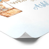 Blue Bear Hot Air Ballon Babydusche Willkommen Poster (Ecke)