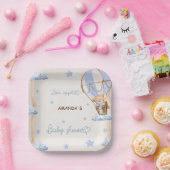 Blue Bear Hot Air Balloons Babydusche Rustikal Pappteller (Party)