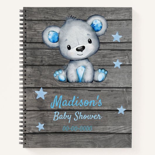 Blue Bear Hues Book Baby Dusche Rustikal Notizblock (Vorderseite)