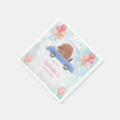 Blue Bear Race car Blume Birthday Balloon Party Serviette (Ecke)