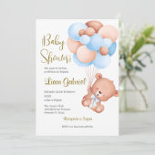 Blue Bear Spanish Baby Shower Boy Einladung (Stehend Vorderseite)