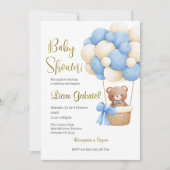 Blue Bear Spanish Baby Shower Boy invit Einladung (Vorderseite)
