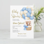 Blue Bear Spanish Baby Shower Boy invit Einladung (Stehend Vorderseite)