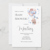 Blue Bear Spanish Baby Shower Boy invitation Einladung (Vorderseite)