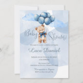 Blue Bear Spanish Baby Shower Boy invitation Einladung (Vorderseite)