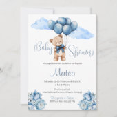 Blue Bear Spanish Baby Shower Boy invitation Einladung (Vorderseite)