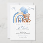 Blue Bear Spanish Baby Shower Boy invitation Einladung (Vorderseite)