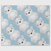 Blue Bear Watercolor Boy Baby Dusche Geschenkpapier (Flach)