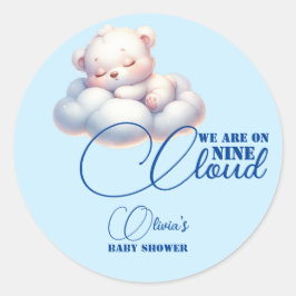 Blue Bear Wir sind auf Cloud 9 Baby Dusche Runder Aufkleber