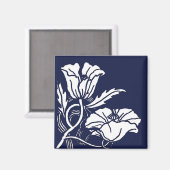 Blue Beardsley Poppies Magnet (Vorderseite/Rückseite)