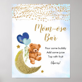 Blue Bearly Baby Dusche Momosa Bar Poster