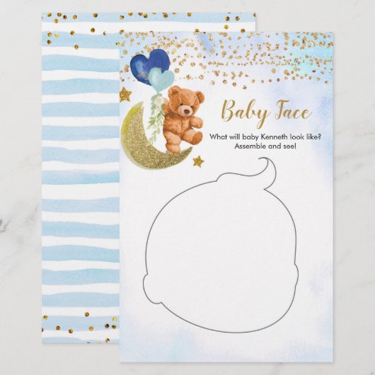 Blue Bearly Baby Shower Baby Face (Vorne/Hinten)