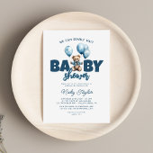 Blue Bearly Wait Baby Dusche Einladung