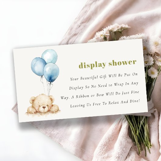 Blue Bearly Wait Balloon Baby Display Dusche Begleitkarte