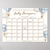 Blue Bearly Wait Guess The Arrival Date Game Sign Poster (Vorne)