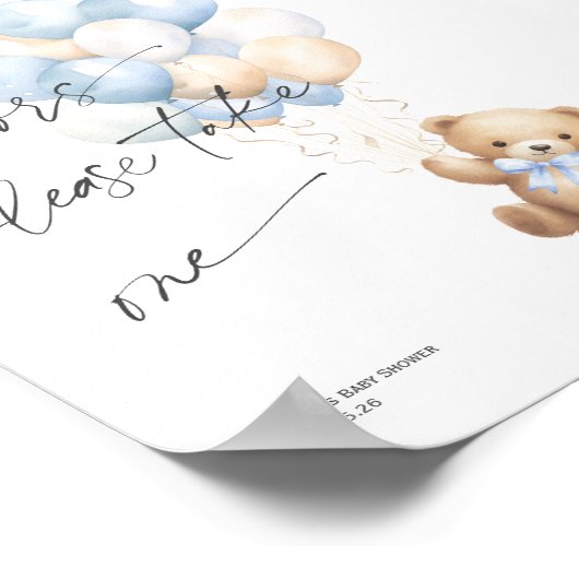 Blue Bearly wait Junge Dusche Favoriten Zeichen Poster (Ecke)