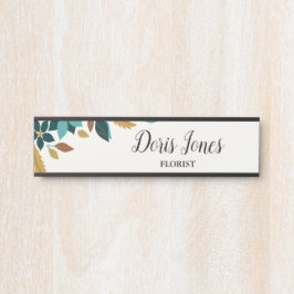 Blue beauty flower fall leaves türschild