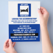 Blue Bed Logo, Jugendherbergswerbung Flyer (Hand)