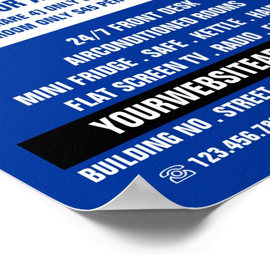 Blue Bed Logo, Jugendherbergswerbung Poster (Ecke)