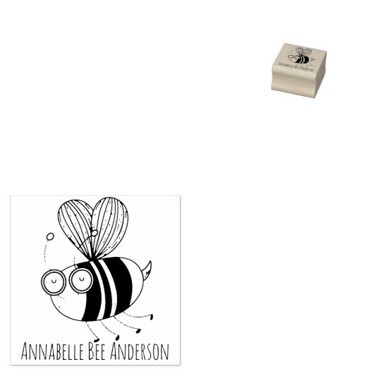 Blue Bee Wood Art Briefmarke Gummistempel (Stempel)
