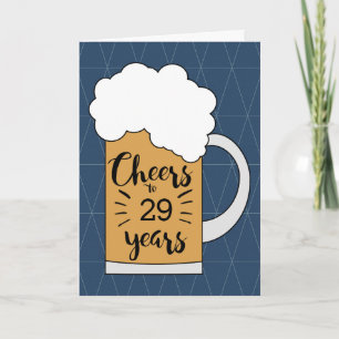 Blue Beer Cheers to 29 Years Birthday Card Karte