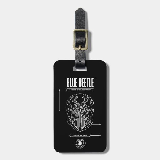 Blue Beetle Scarab Tech Graphic Gepäckanhänger (Vorderseite vertikal)