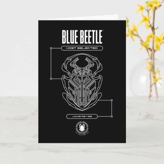 Blue Beetle Scarab Tech Graphic Karte (Gelbe Blume)