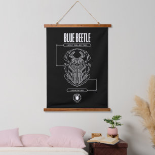 Blue Beetle Scarab Tech Graphic Wandteppich Mit Holzrahmen