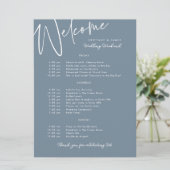 Blue Begrüßungskarte für das Hochzeitwochenende Einladung (Stehend Vorderseite)