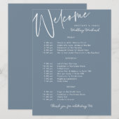 Blue Begrüßungskarte für das Hochzeitwochenende Einladung (Vorne/Hinten)