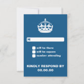 Blue Behalt Calm Wedding RSVP Karte (Rückseite)
