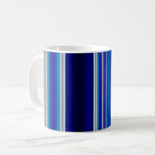 Blue Beige and Lavender Stripes Kaffeetasse (Vorderseite Links)
