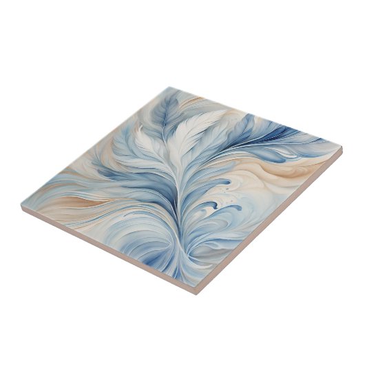 Blue Beige Blätter 2 Keramiken Tile Fliese (Seite)