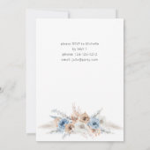 Blue & Beige Boho Floral Graduation Party Einladung (Rückseite)