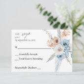 Blue & Beige Boho Floral no Meal UAWG 2 RSVP Karte (Stehend Vorderseite)