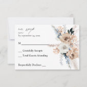 Blue & Beige Boho Floral no Messe UAWG RSVP Karte (Vorderseite)