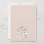 Blue Beige Boho Floral Pampas Grass Brautparty Einladung (Rückseite)
