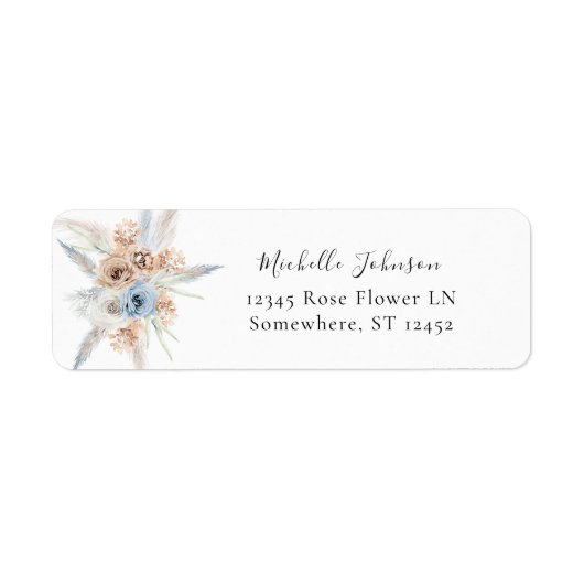 Blue & Beige Boho Floral Return Address Label 2 (Vorne)