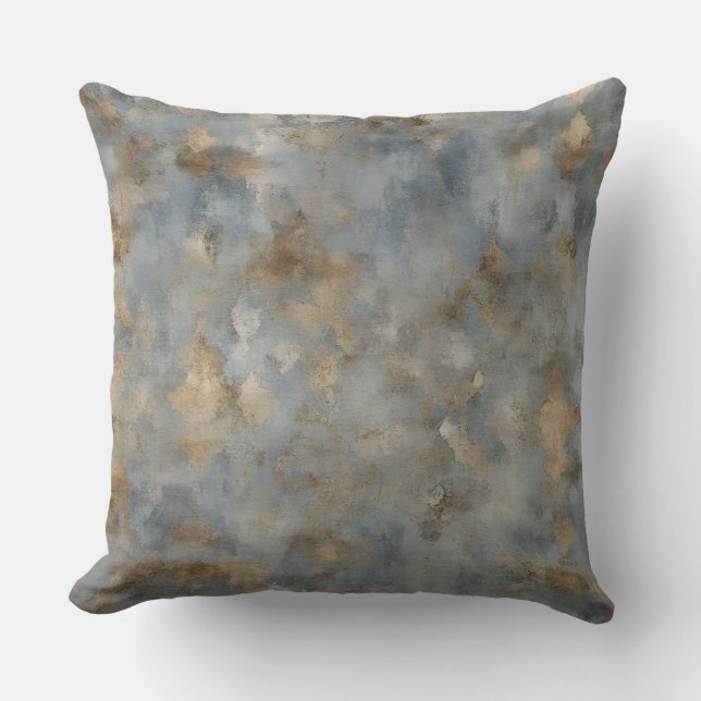 Blue Beige Brown Print Kissen (Vorderseite)