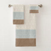 Blue Beige Brown Soft Polka Dots Retro Hintergrund Badhandtuch Set (Insitu)