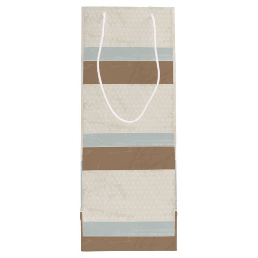 Blue Beige Brown Soft Polka Dots Retro Hintergrund Geschenktüte Für Weinflaschen (Rückseite)