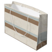 Blue Beige Brown Soft Polka Dots Retro Hintergrund Große Geschenktüte (Rückseite Schrägansicht)