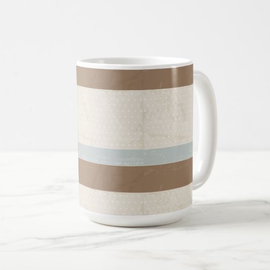Blue Beige Brown Soft Polka Dots Retro Hintergrund Kaffeetasse (VorderseiteRechts)