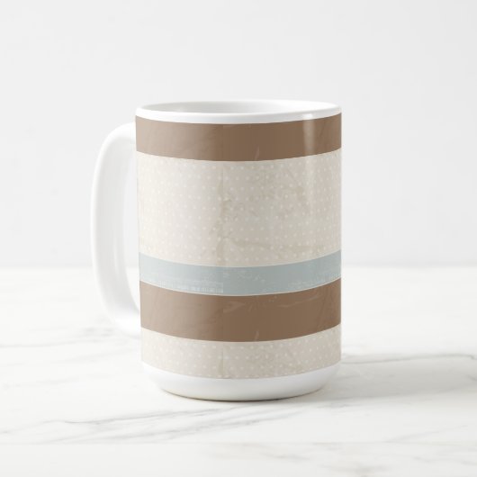 Blue Beige Brown Soft Polka Dots Retro Hintergrund Kaffeetasse (Vorderseite Links)