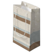 Blue Beige Brown Soft Polka Dots Retro Hintergrund Kleine Geschenktüte (Vorderseite Schrägansicht)